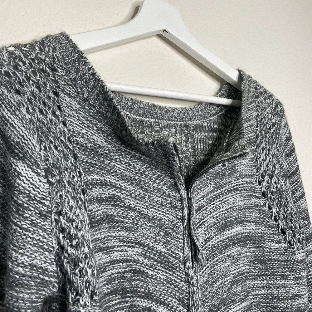 Altar'd State Gray Two Way Zip Back Mulit Knit Pattern Sweater Sz S